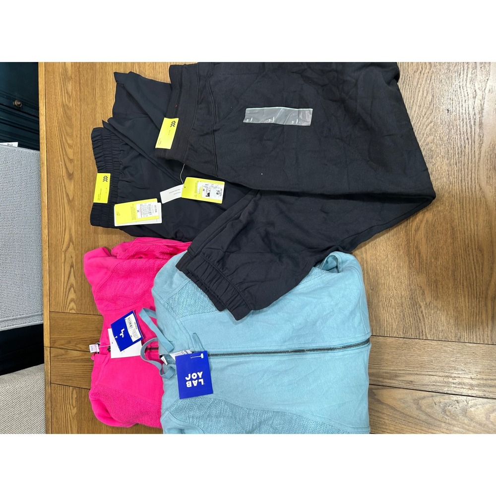 JoyLab Women's M Black Jogger Pants & Full-Zip Light‎ Blue Hot Pink Jacket Set